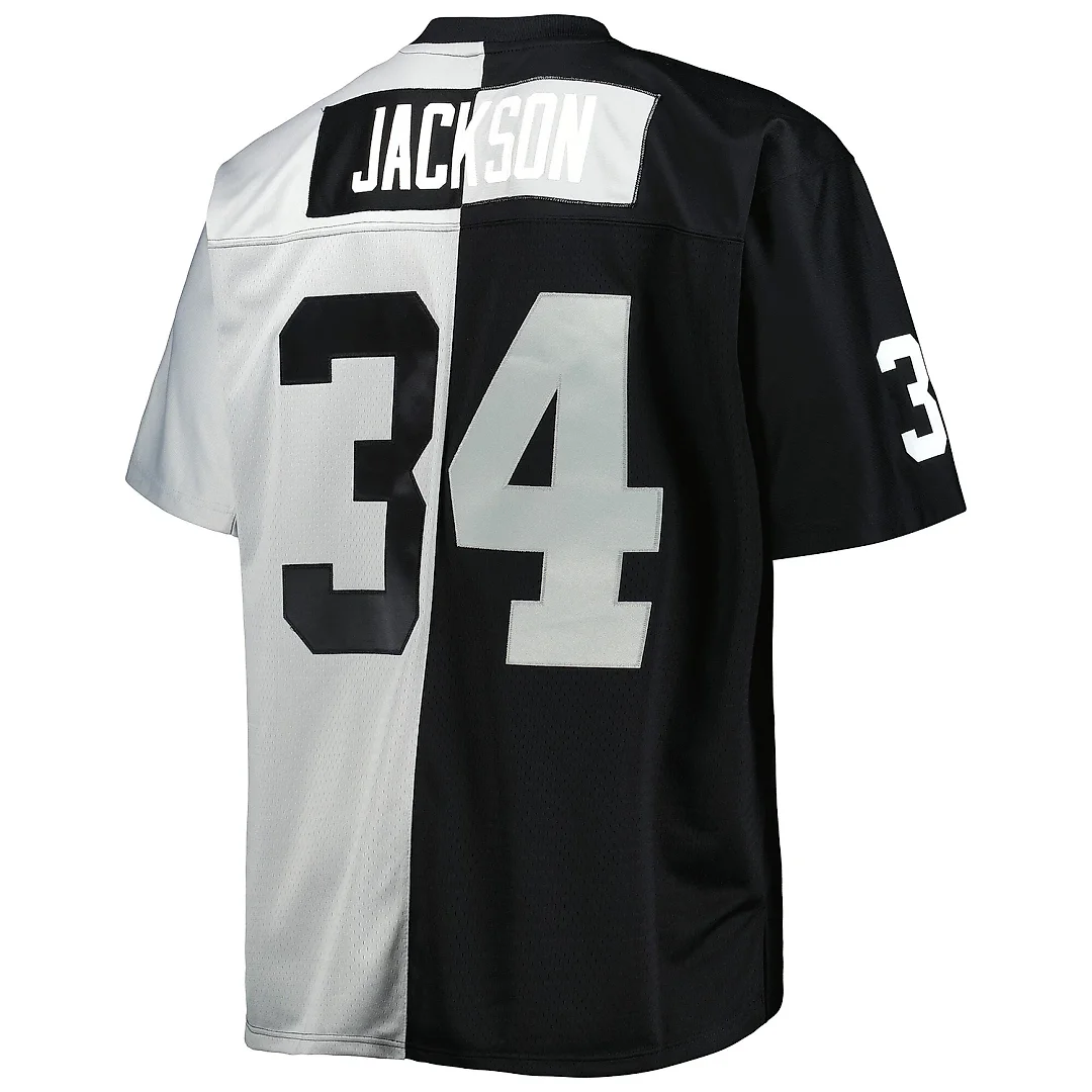 Zennovawear Men's Las Vegas Raiders Bo Jackson Mitchell & Ness Black/Silver Big & Tall Split Legacy Retired Player Jersey