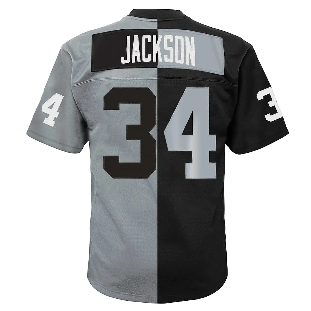 Zennovawear Men's Las Vegas Raiders Bo Jackson Mitchell & Ness Black/Silver Big & Tall Split Legacy Retired Player Jersey