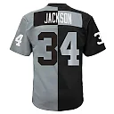 Zennovawear Men's Las Vegas Raiders Bo Jackson Mitchell & Ness Black/Silver Big & Tall Split Legacy Retired Player Jersey