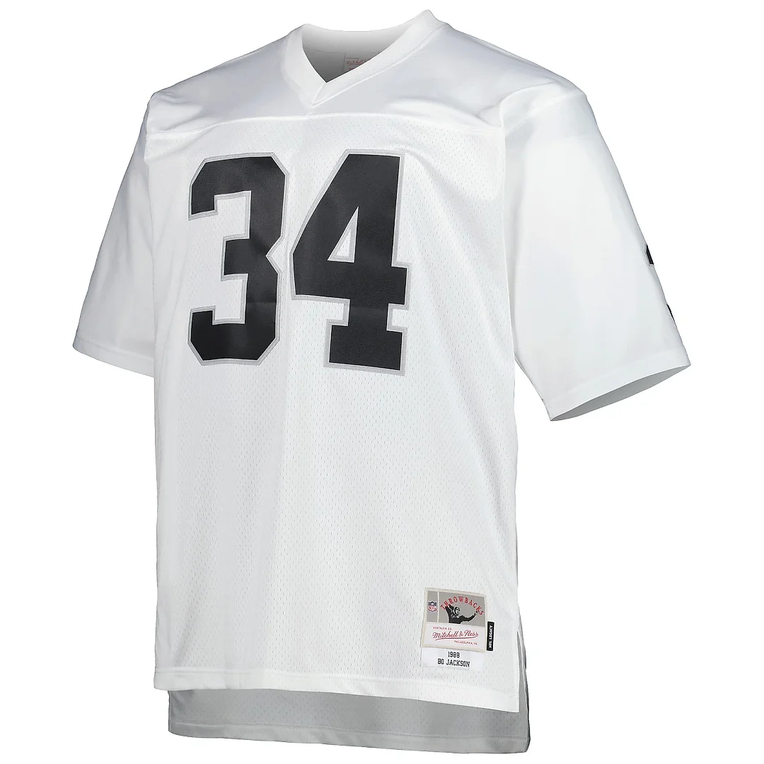 Zennovawear Men's Las Vegas Raiders Bo Jackson Mitchell & Ness White Big & Tall 1988 Retired Player Jersey