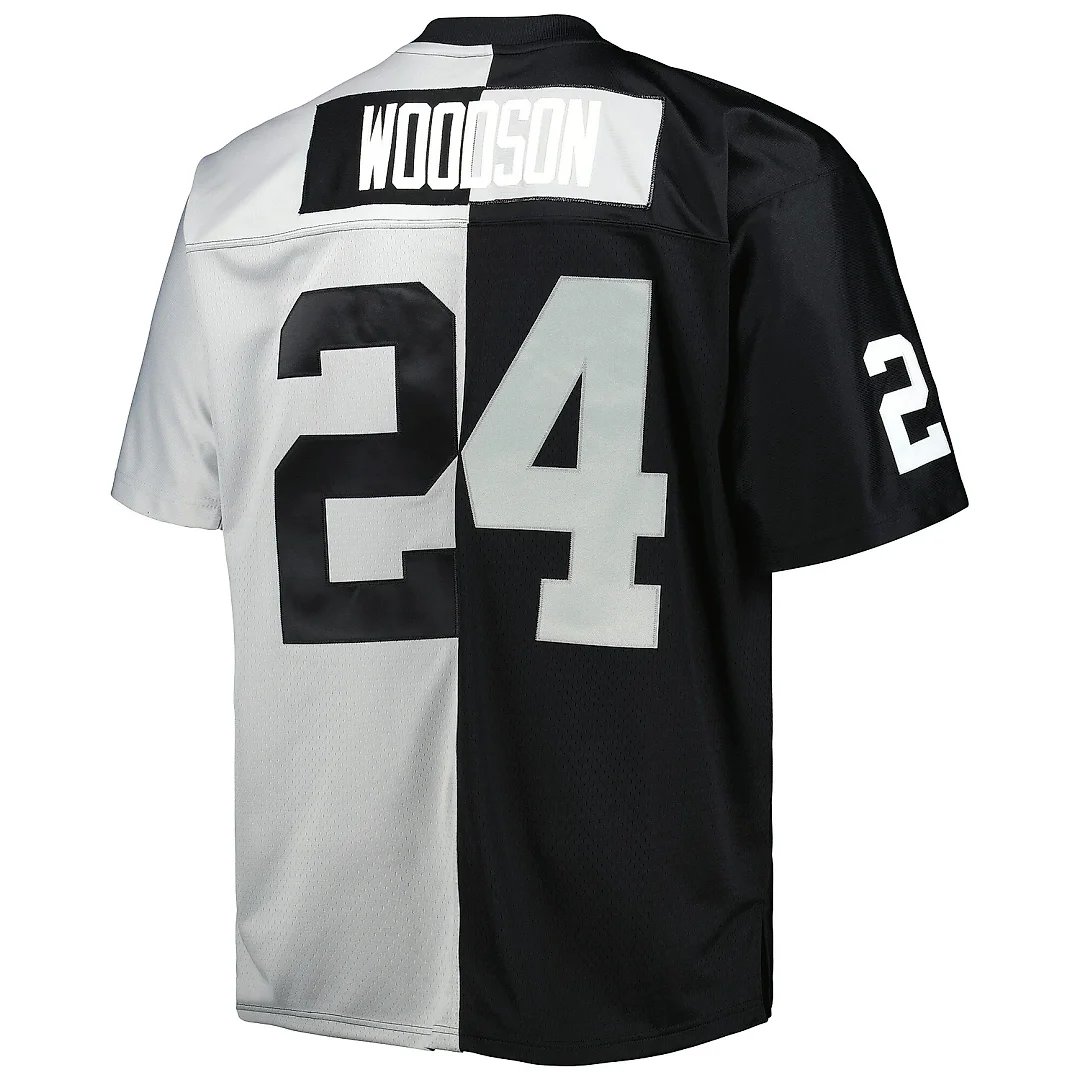 Zennovawear Men's Las Vegas Raiders Charles Woodson Mitchell & Ness Black/Silver Big & Tall Split Legacy Retired Player Jersey