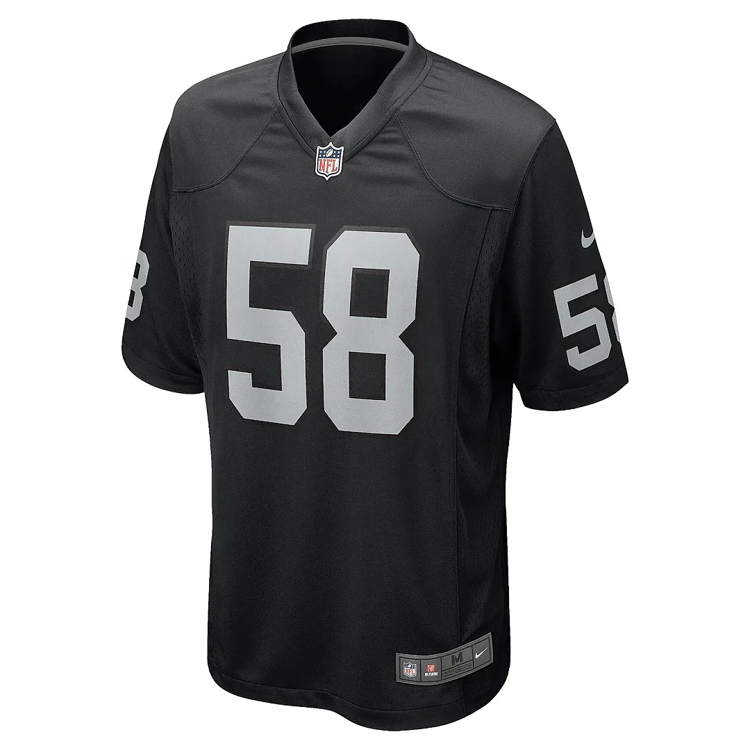 Zennovawear Men's Las Vegas Raiders Jackson Powers-Johnson Black Team Game Jersey