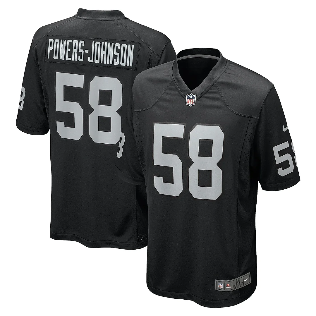 Zennovawear Men's Las Vegas Raiders Jackson Powers-Johnson Black Team Game Jersey