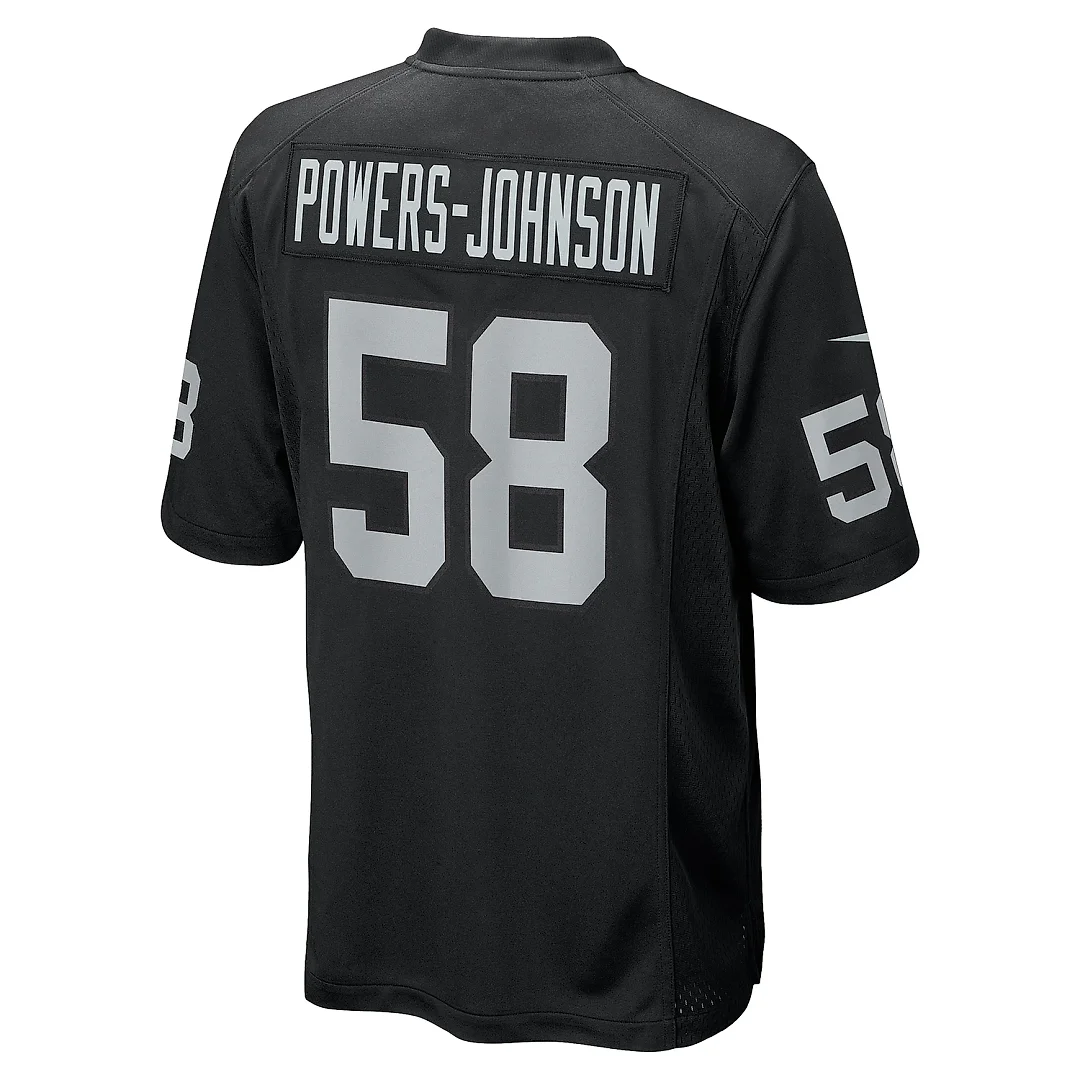 Zennovawear Men's Las Vegas Raiders Jackson Powers-Johnson Black Team Game Jersey