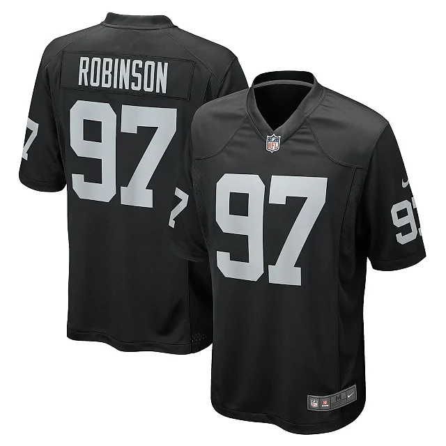 Zennovawear Men's Las Vegas Raiders Janarius Robinson Black Team Game Jersey