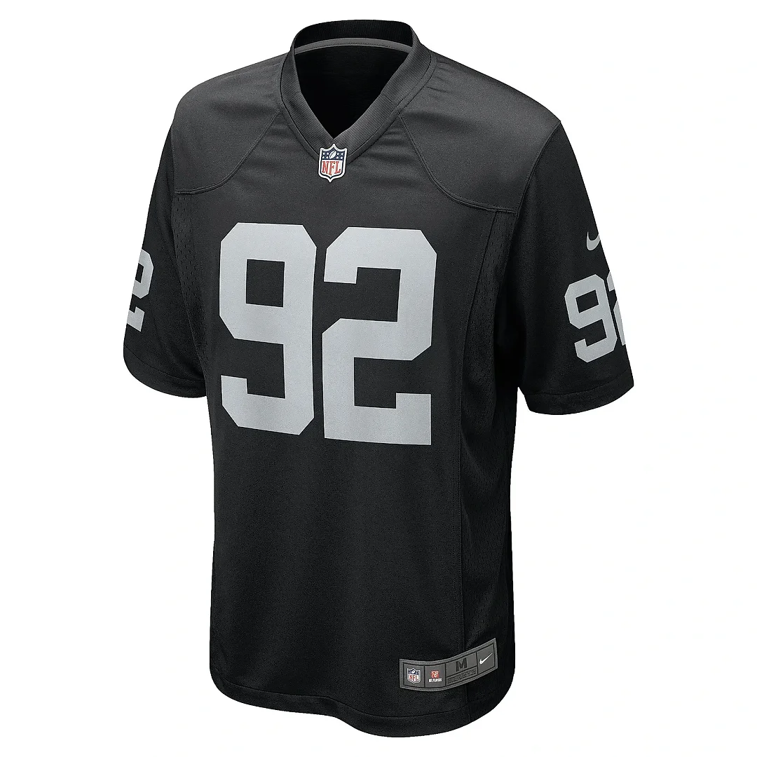 Zennovawear Men's Las Vegas Raiders Richard Seymour Black Retired Player Game Jersey