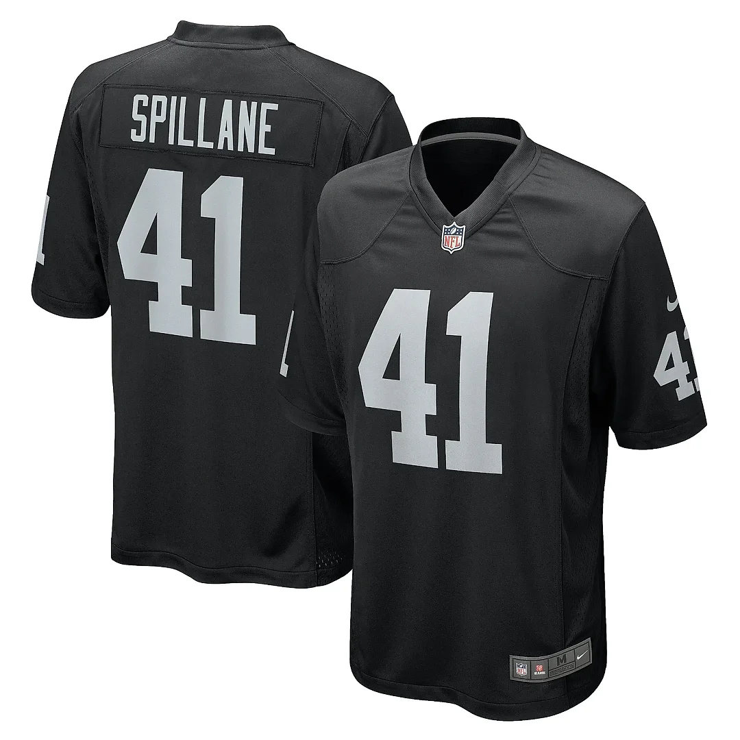 Zennovawear Men's Las Vegas Raiders Robert Spillane Black Game Player Jersey
