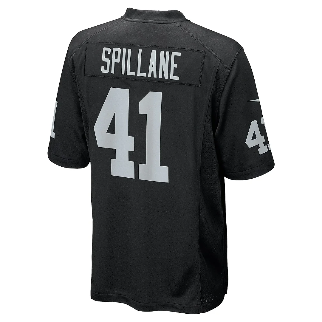 Zennovawear Men's Las Vegas Raiders Robert Spillane Black Game Player Jersey