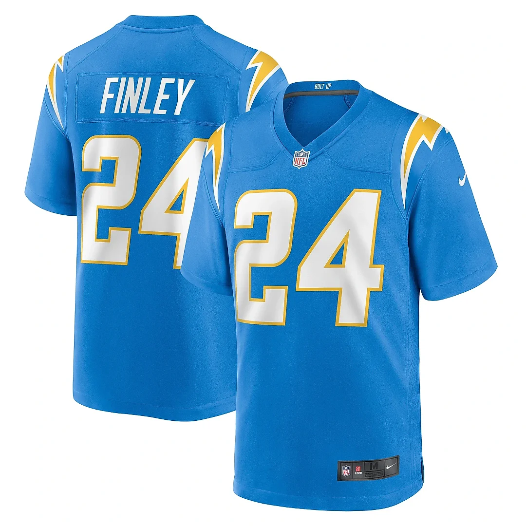 Zennovawear Men's Los Angeles Chargers AJ Finley Powder Blue Team Game Jersey