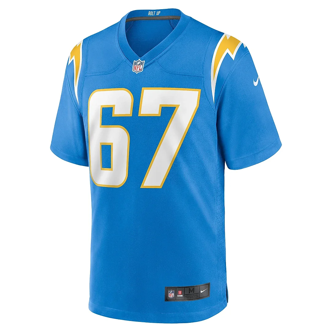 Zennovawear Men's Los Angeles Chargers Alex Leatherwood Powder Blue Team Game Jersey
