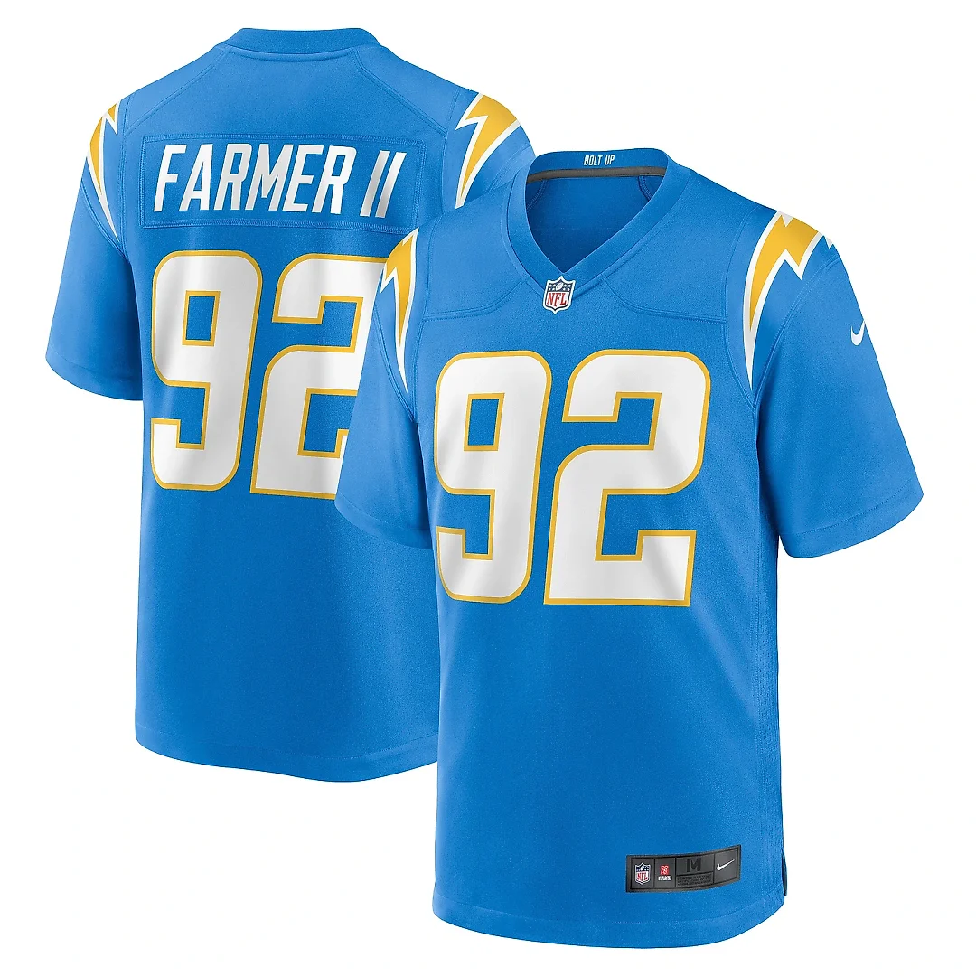 Zennovawear Men's Los Angeles Chargers Andrew Farmer Powder Blue Team Game Jersey