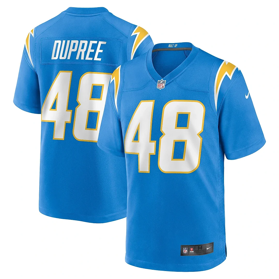 Zennovawear Men's Los Angeles Chargers Bud Dupree Powder Blue Team Game Jersey