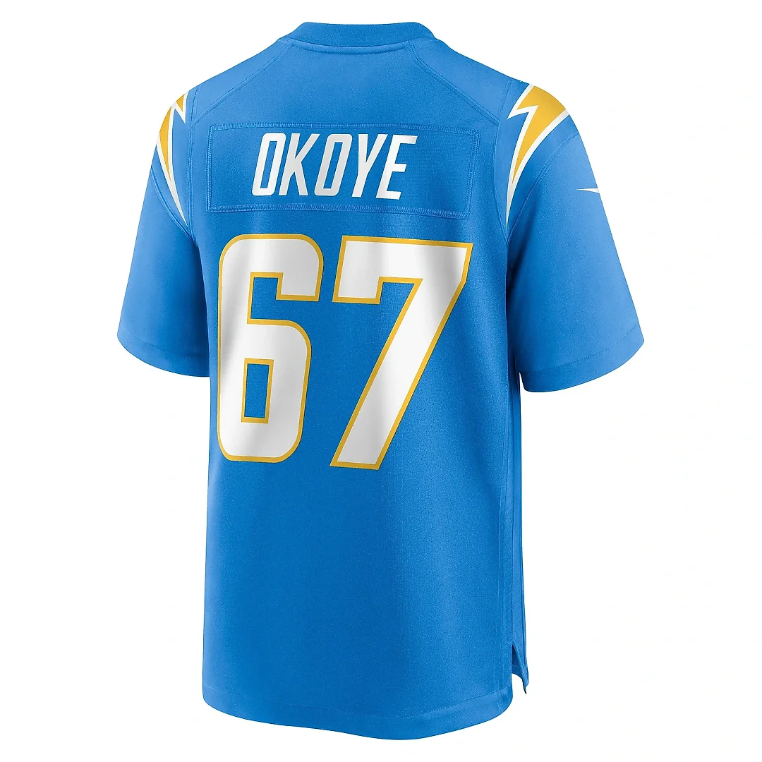 Zennovawear Men's Los Angeles Chargers CJ Okoye Powder Blue Team Game Jersey
