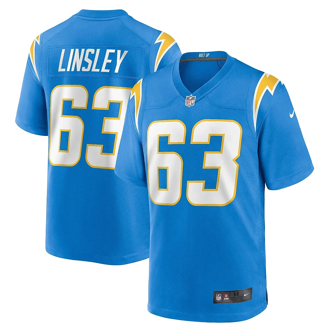Zennovawear Men's Los Angeles Chargers Corey Linsley Powder Blue Game Player Jersey