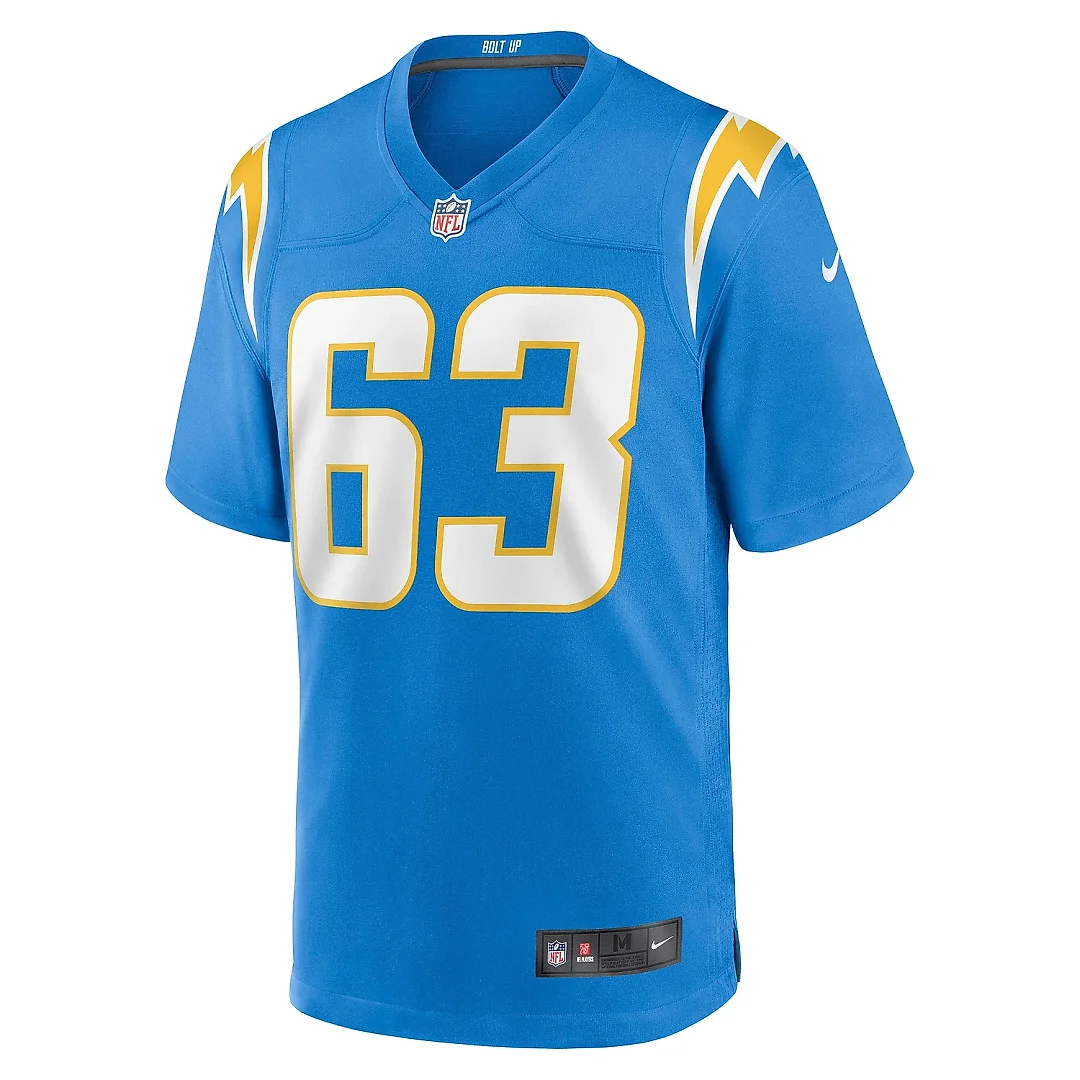 Zennovawear Men's Los Angeles Chargers Corey Linsley Powder Blue Game Player Jersey