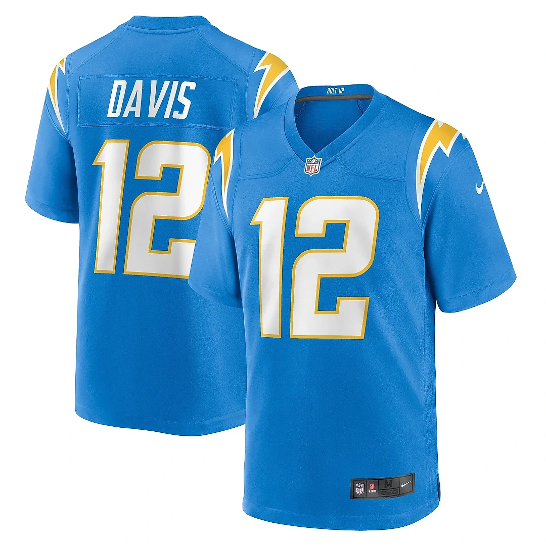Zennovawear Men's Los Angeles Chargers Derius Davis Powder Blue Team Game Jersey