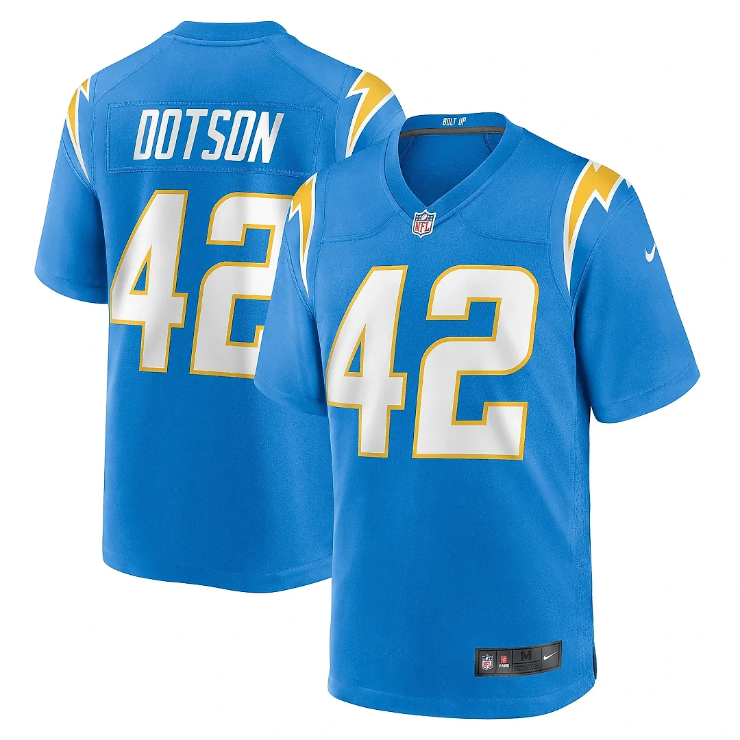 Zennovawear Men's Los Angeles Chargers Elijah Dotson Powder Blue Team Game Jersey