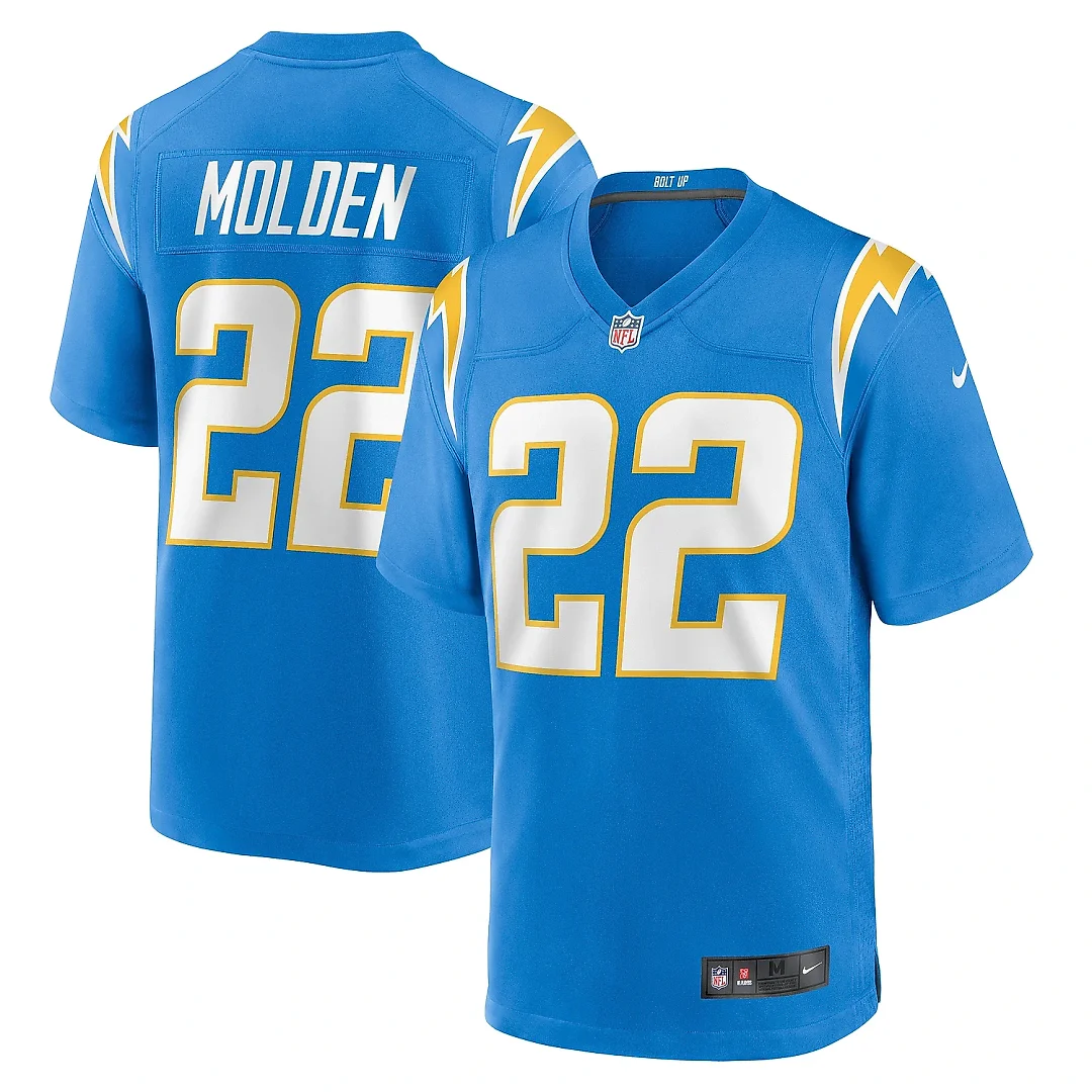 Zennovawear Men's Los Angeles Chargers Elijah Molden Powder Blue Team Game Jersey