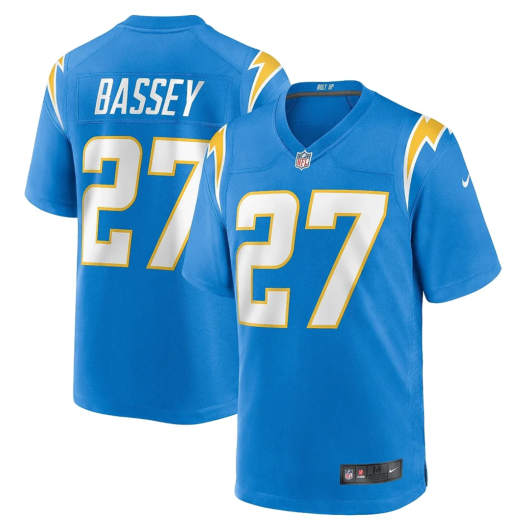 Zennovawear Men's Los Angeles Chargers Essang Bassey Powder Blue Game Jersey