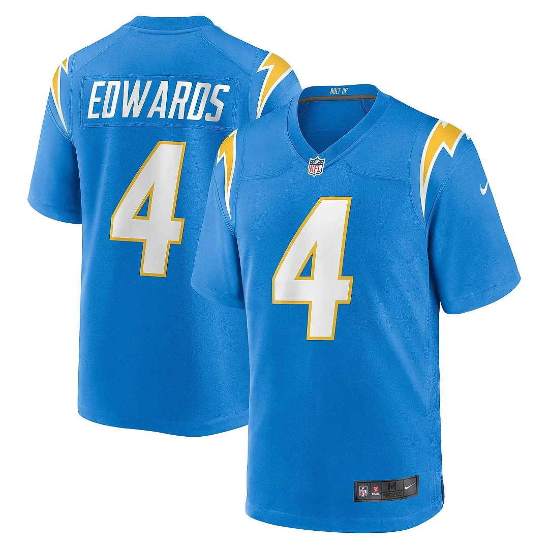 Zennovawear Men's Los Angeles Chargers Gus Edwards Powder Blue Game Jersey