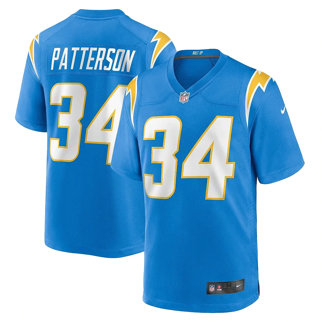 Zennovawear Men's Los Angeles Chargers Jaret Patterson Powder Blue Team Game Jersey