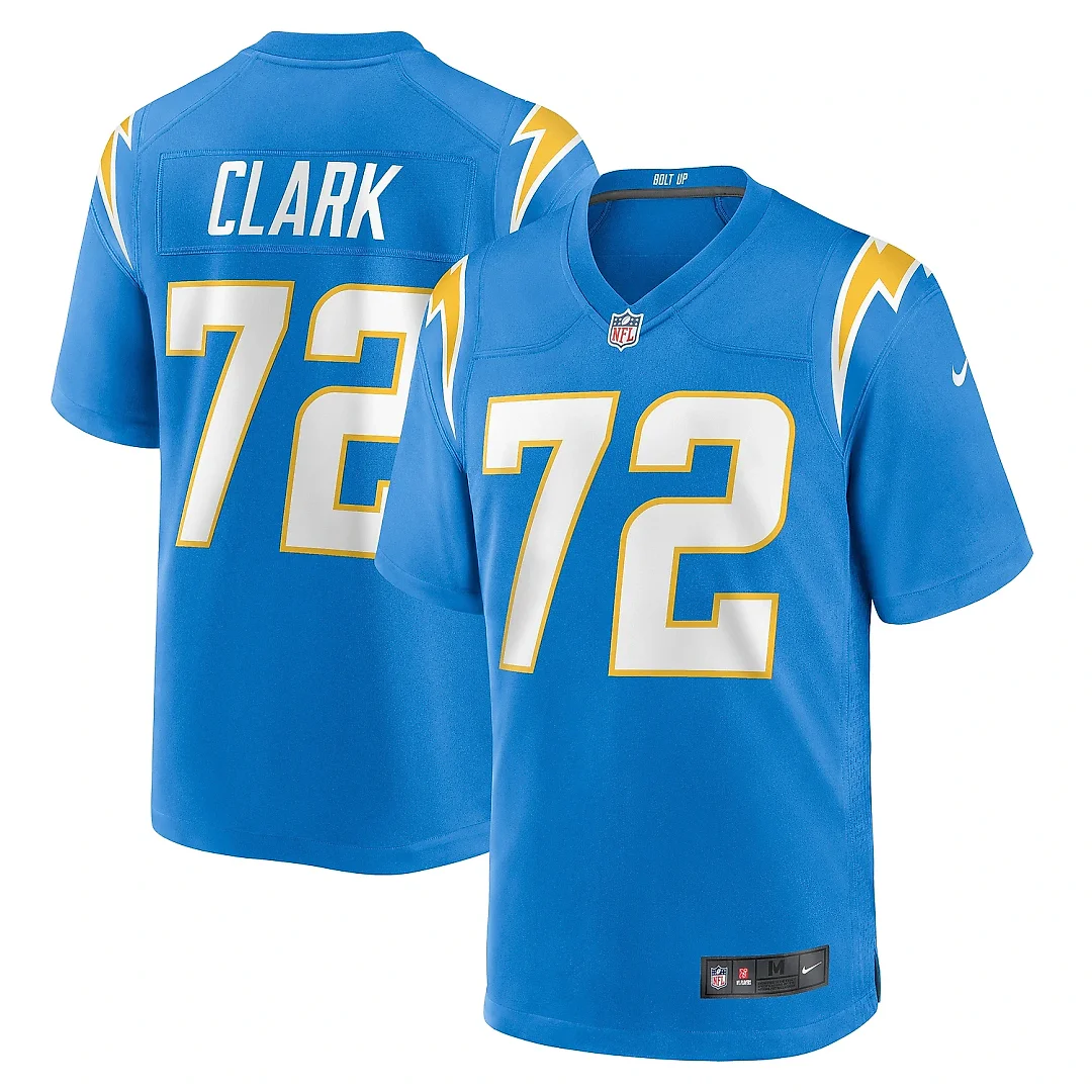 Zennovawear Men's Los Angeles Chargers Jerrod Clark Powder Blue Team Game Jersey