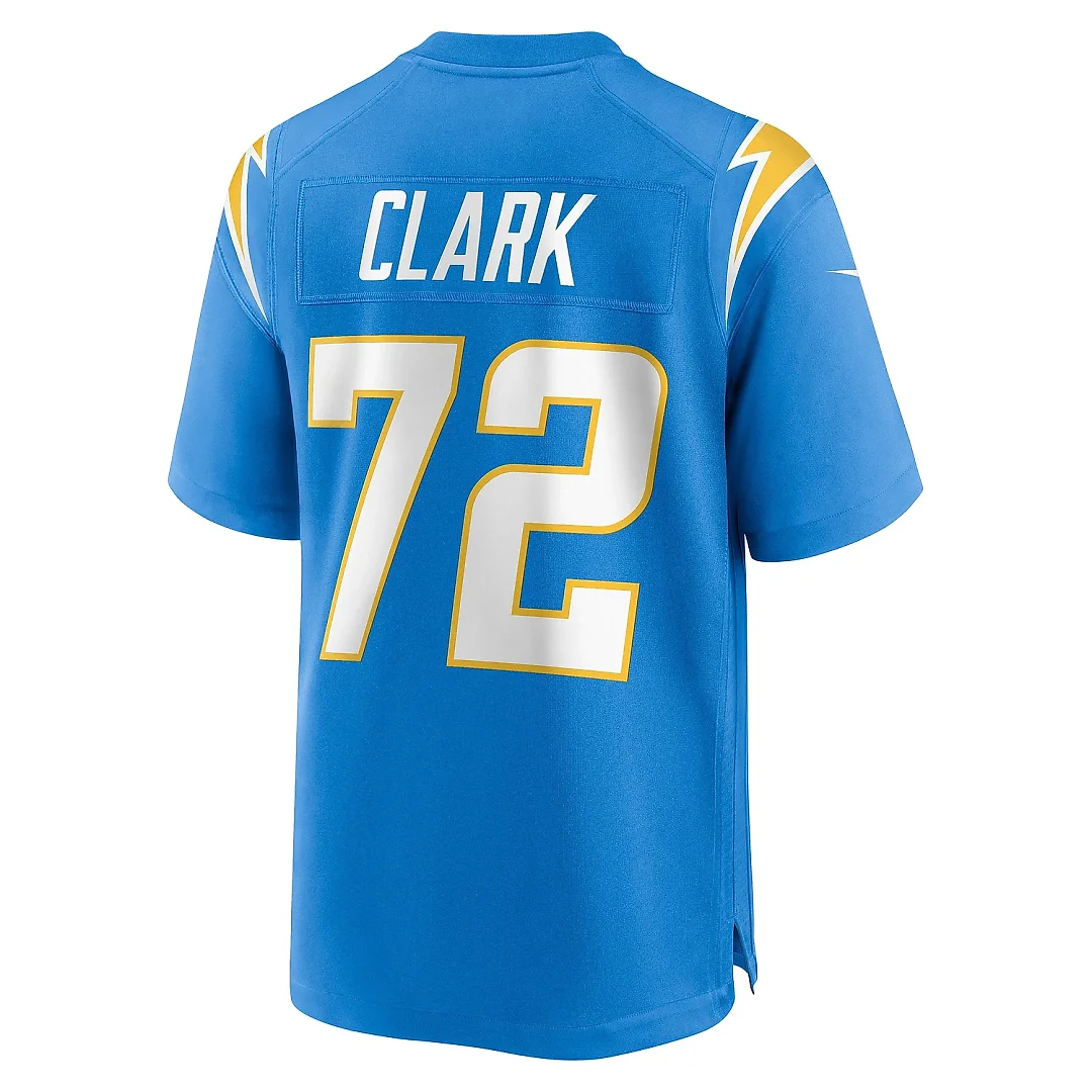 Zennovawear Men's Los Angeles Chargers Jerrod Clark Powder Blue Team Game Jersey