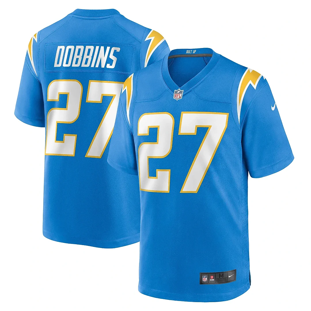 Zennovawear Men's Los Angeles Chargers J.K. Dobbins Powder Blue Team Game Jersey