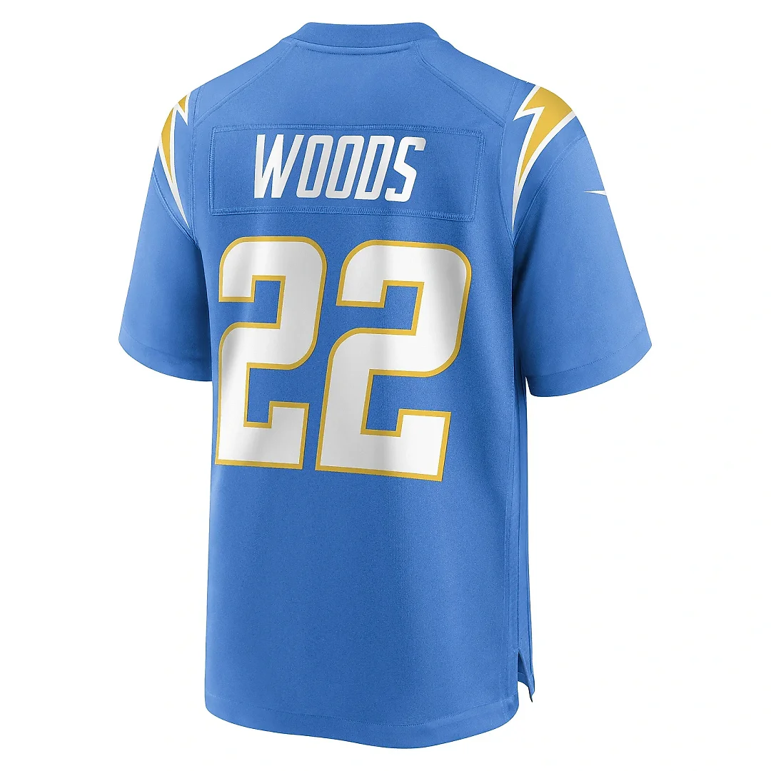 Zennovawear Men's Los Angeles Chargers JT Woods Powder Blue Game Player Jersey