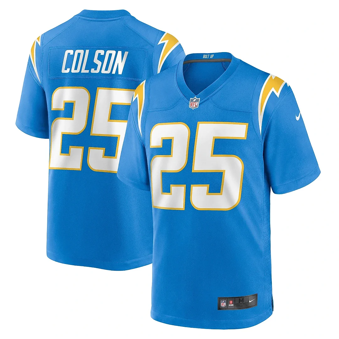Zennovawear Men's Los Angeles Chargers Junior Colson Powder Blue Team Game Jersey