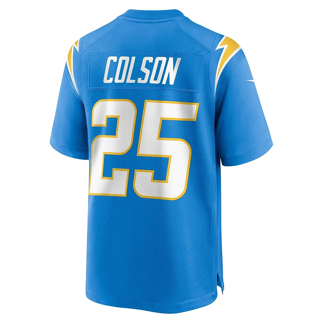 Zennovawear Men's Los Angeles Chargers Junior Colson Powder Blue Team Game Jersey
