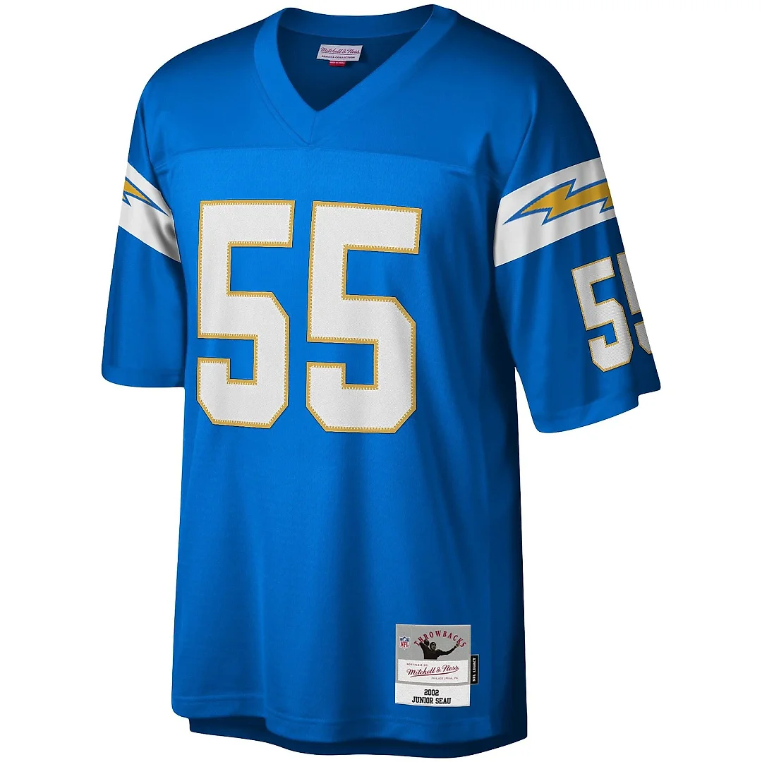 Zennovawear Men's Los Angeles Chargers Junior Seau Mitchell & Ness Powder Blue Big & Tall 2002 Retired Player Jersey