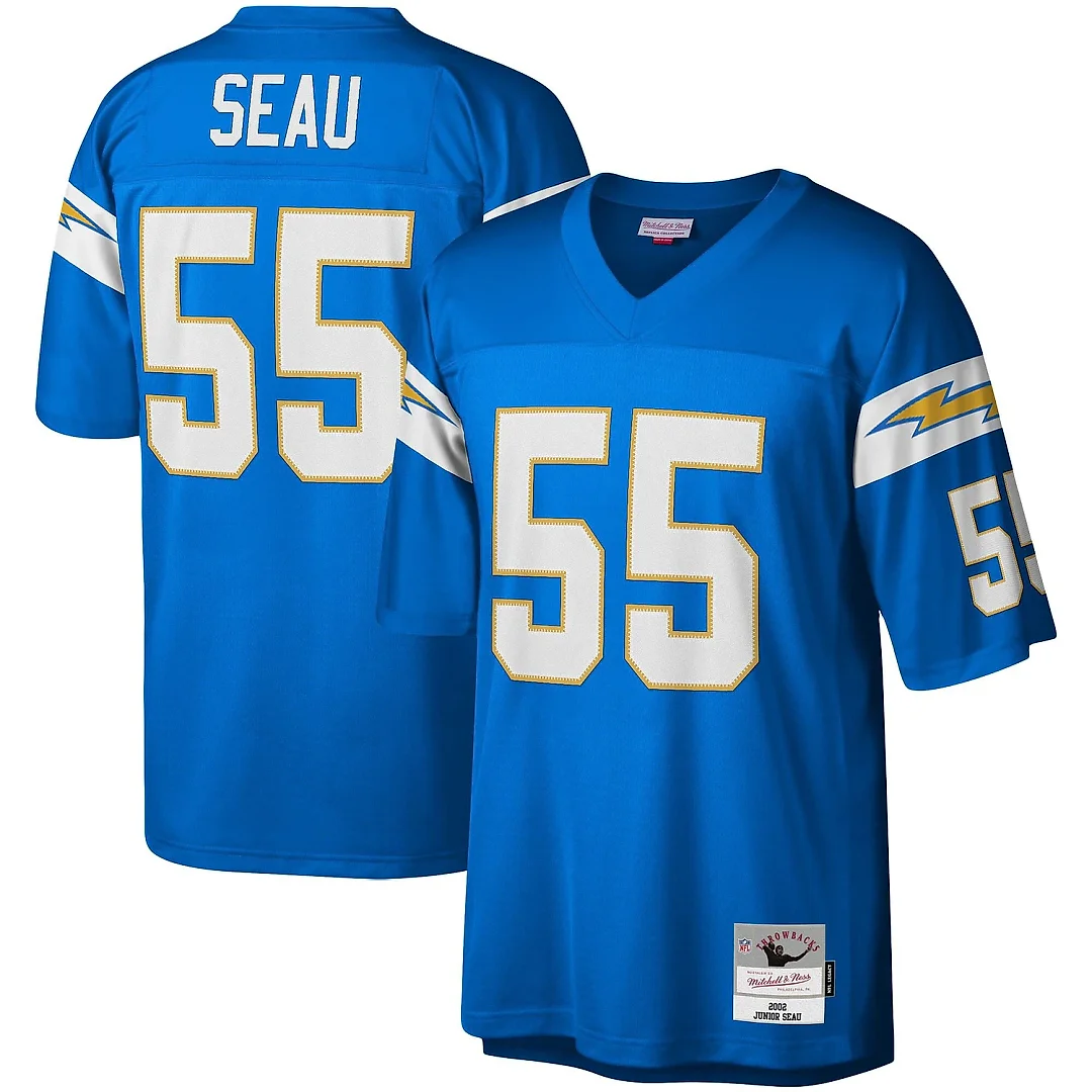 Zennovawear Men's Los Angeles Chargers Junior Seau Mitchell & Ness Powder Blue Big & Tall 2002 Retired Player Jersey