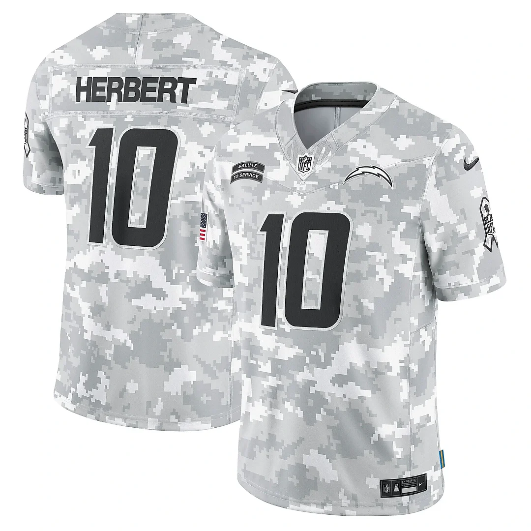 Zennovawear Men's Los Angeles Chargers Justin Herbert Arctic Camo 2024 Salute to Service Limited Jersey