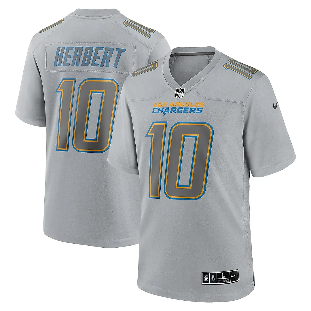 Zennovawear Men's Los Angeles Chargers Justin Herbert Gray Atmosphere Fashion Game Jersey