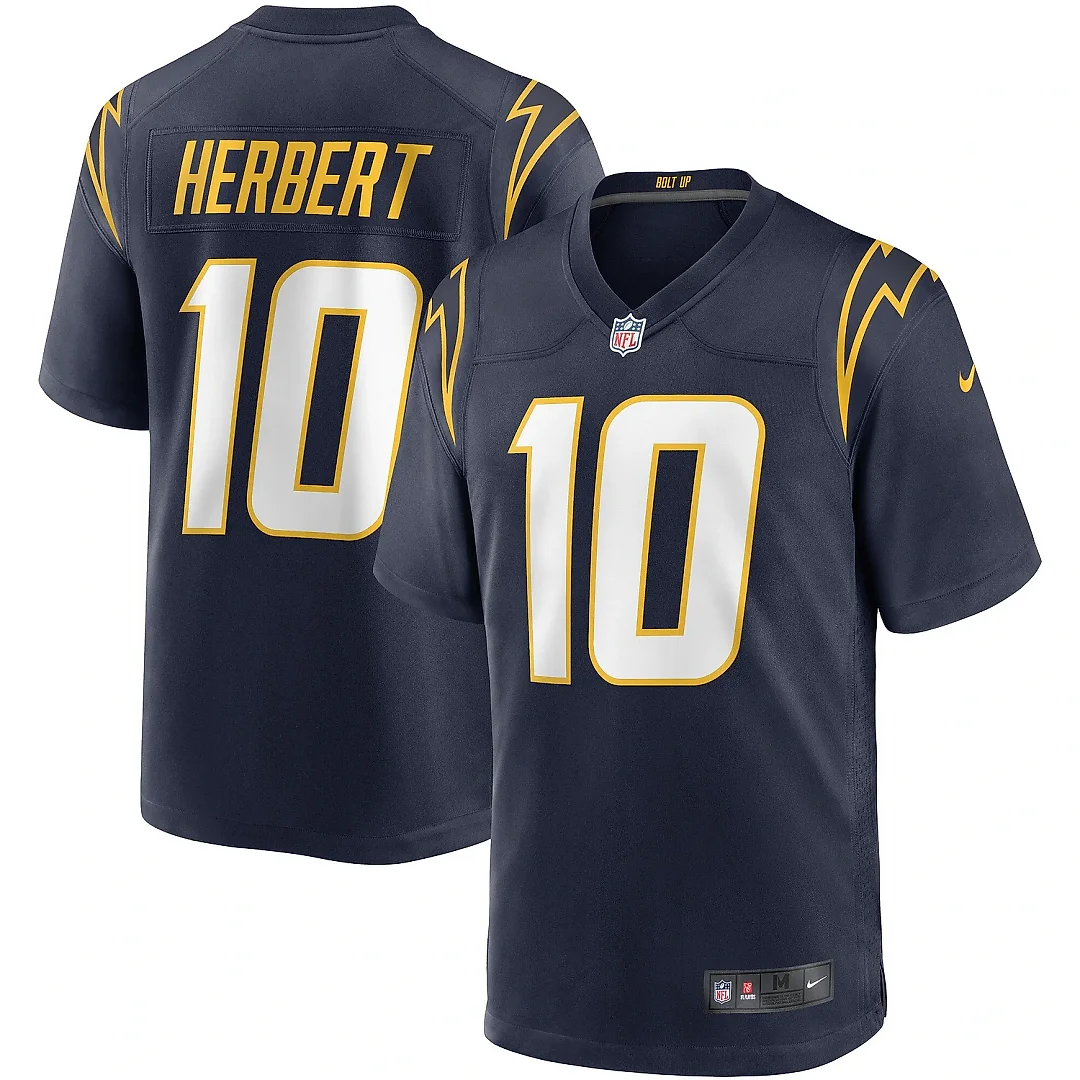 Zennovawear Men's Los Angeles Chargers Justin Herbert Navy Game Jersey
