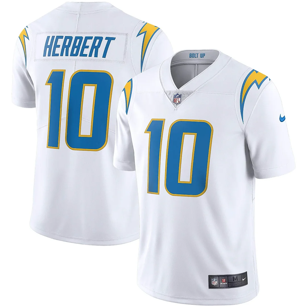 Zennovawear Men's Los Angeles Chargers Justin Herbert White Vapor Limited Jersey