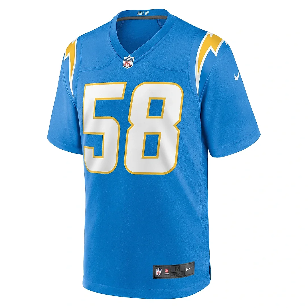 Zennovawear Men's Los Angeles Chargers Justin Hollins Powder Blue Game Jersey
