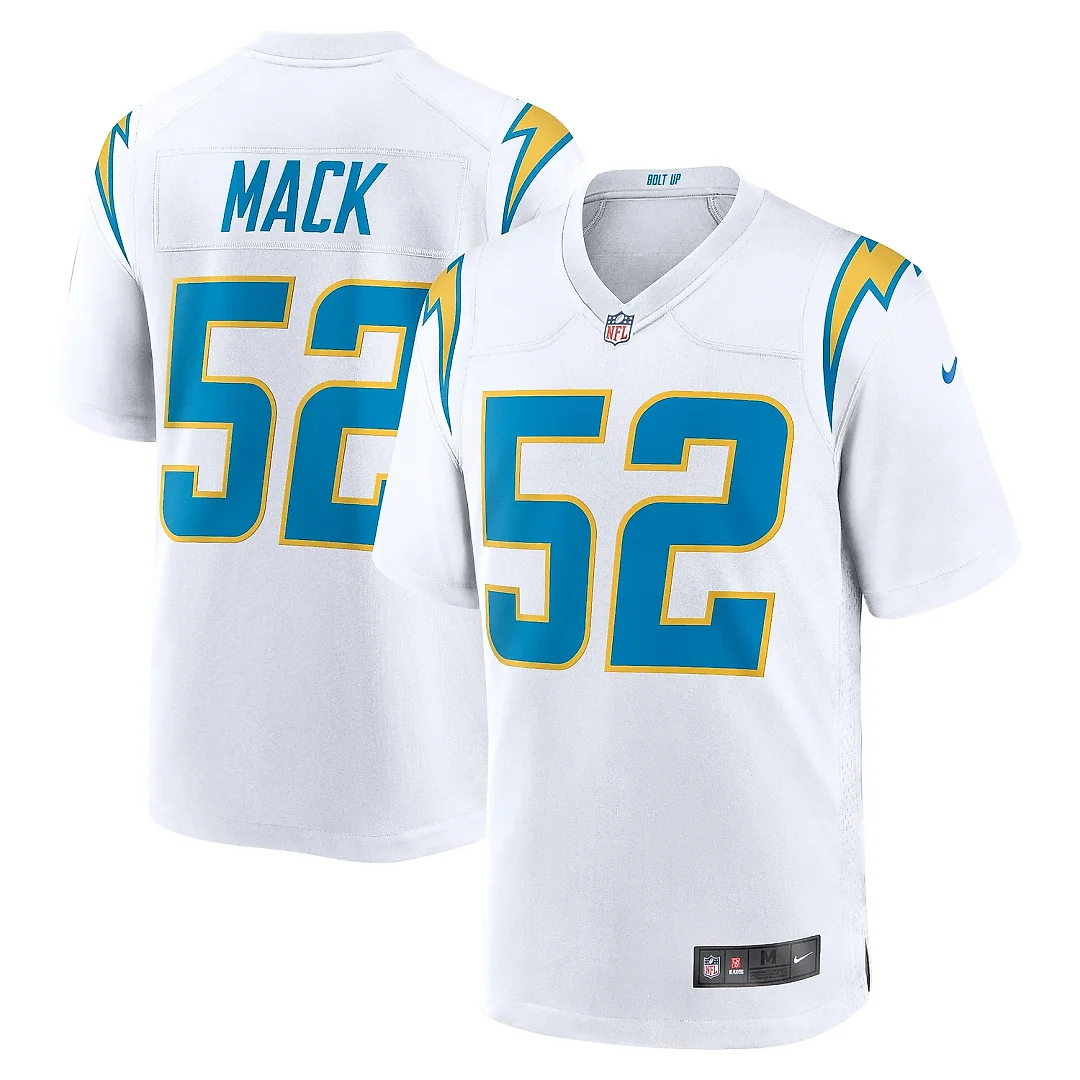 Zennovawear Men's Los Angeles Chargers Khalil Mack White Game Jersey