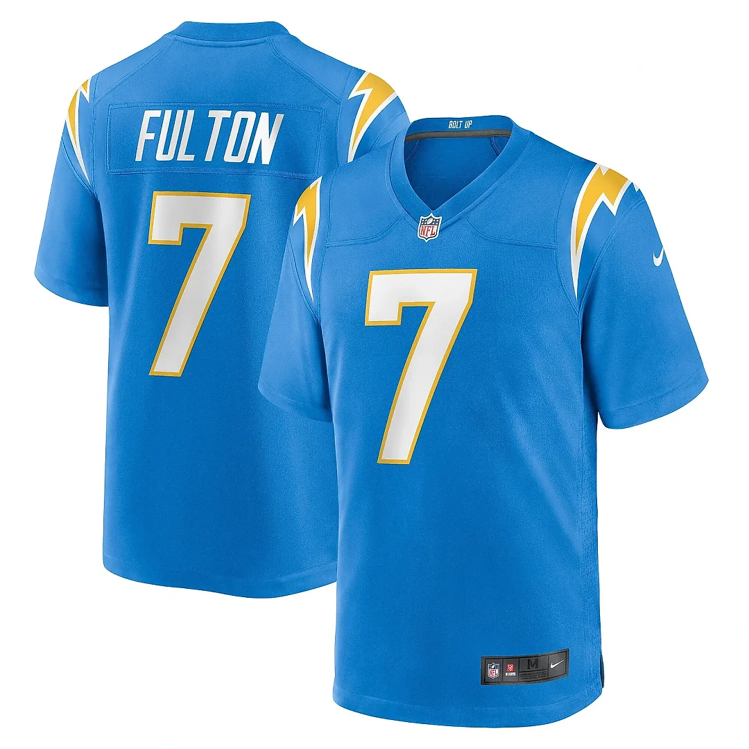 Zennovawear Men's Los Angeles Chargers Kristian Fulton Powder Blue Team Game Jersey