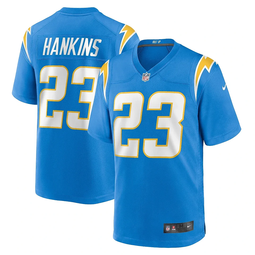 Zennovawear Men's Los Angeles Chargers Matt Hankins Powder Blue Team Game Jersey