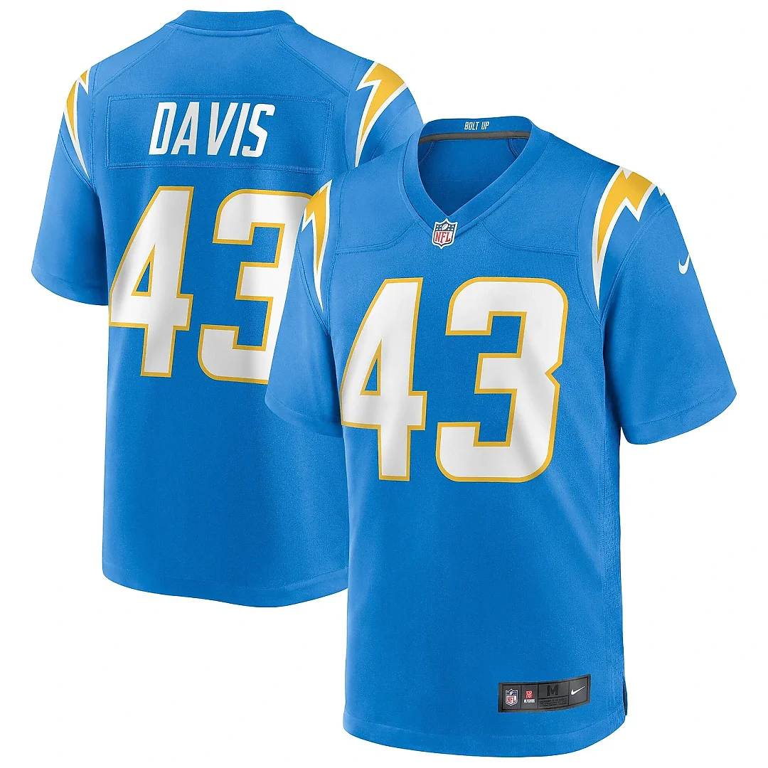 Zennovawear Men's Los Angeles Chargers Michael Davis Powder Blue Game Jersey