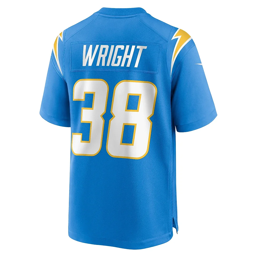 Zennovawear Men's Los Angeles Chargers Milton Wright Powder Blue Game Jersey