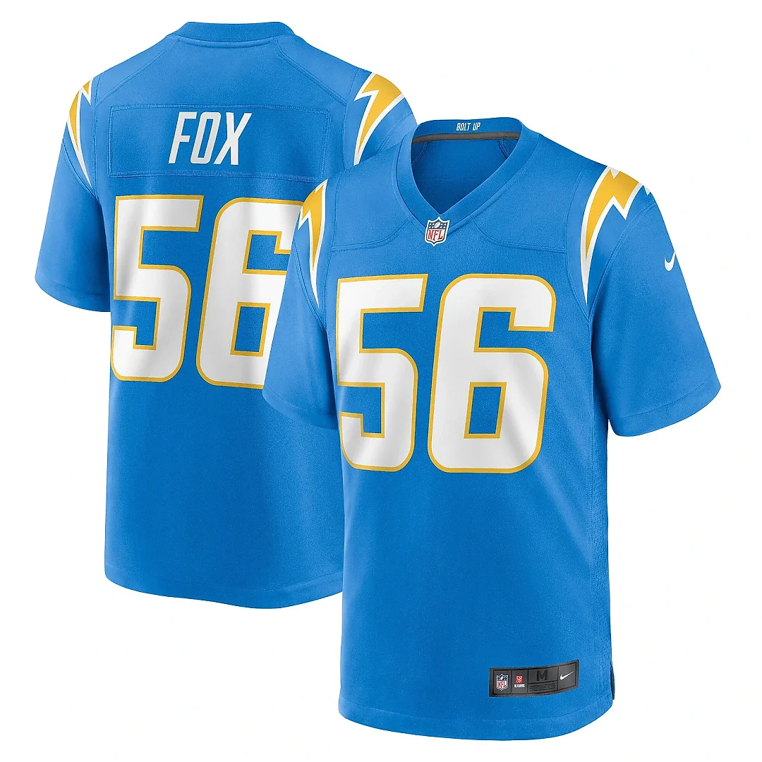 Zennovawear Men's Los Angeles Chargers Morgan Fox Powder Blue Player Game Jersey