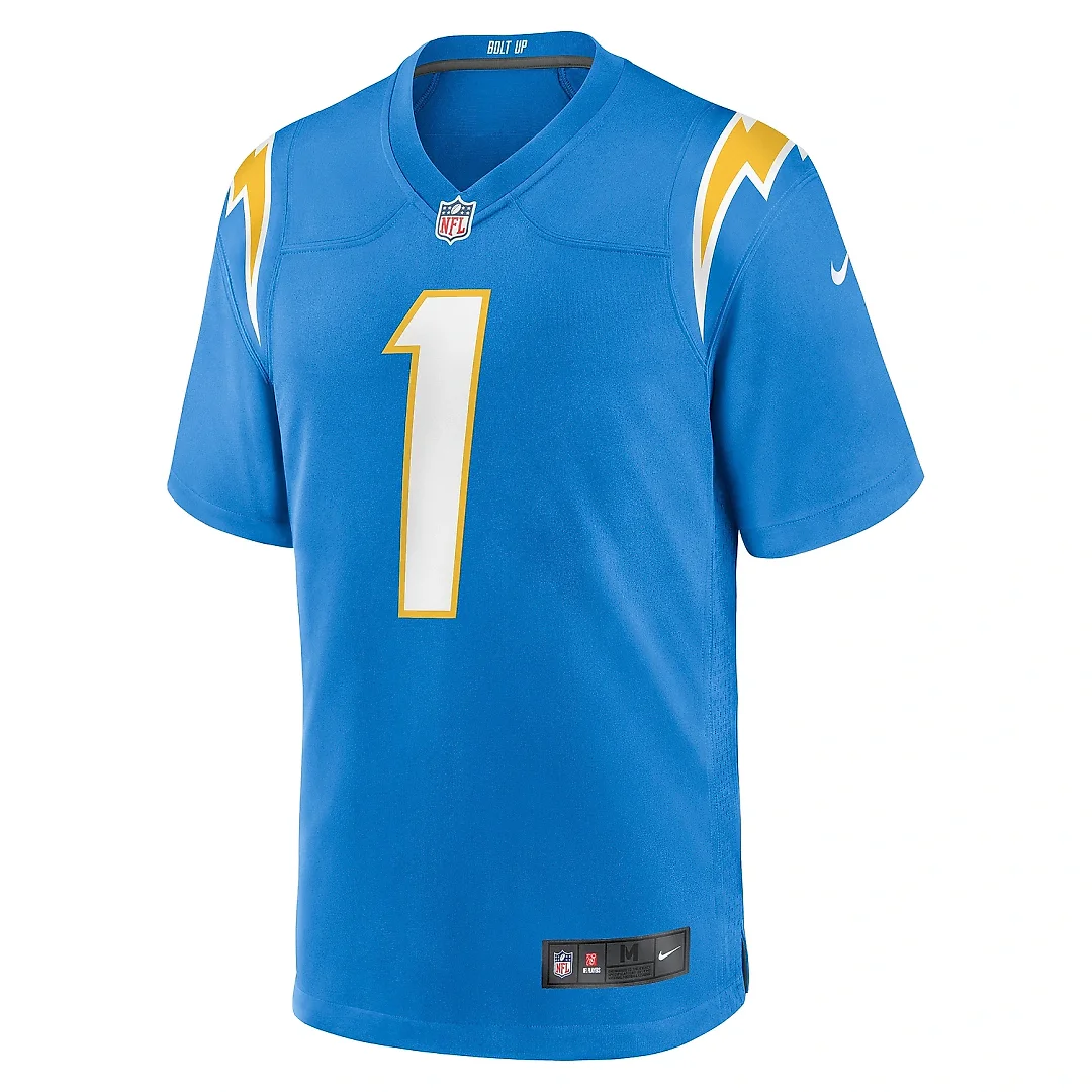 Zennovawear Men's Los Angeles Chargers Number 1 Dad Powder Blue Game Jersey