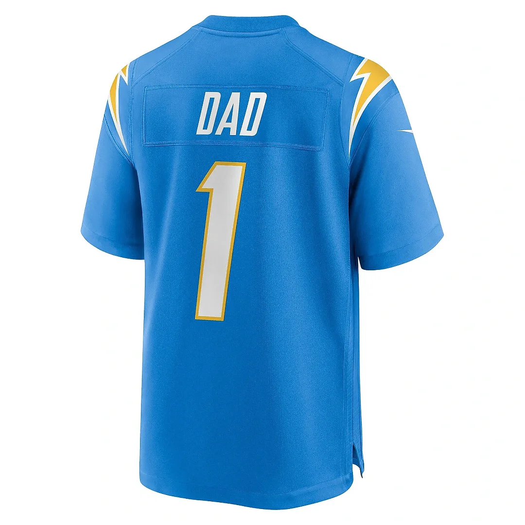 Zennovawear Men's Los Angeles Chargers Number 1 Dad Powder Blue Game Jersey