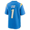 Zennovawear Men's Los Angeles Chargers Number 1 Dad Powder Blue Game Jersey