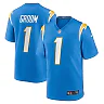 Zennovawear Men's Los Angeles Chargers Number 1 Groom Powder Blue Game Jersey