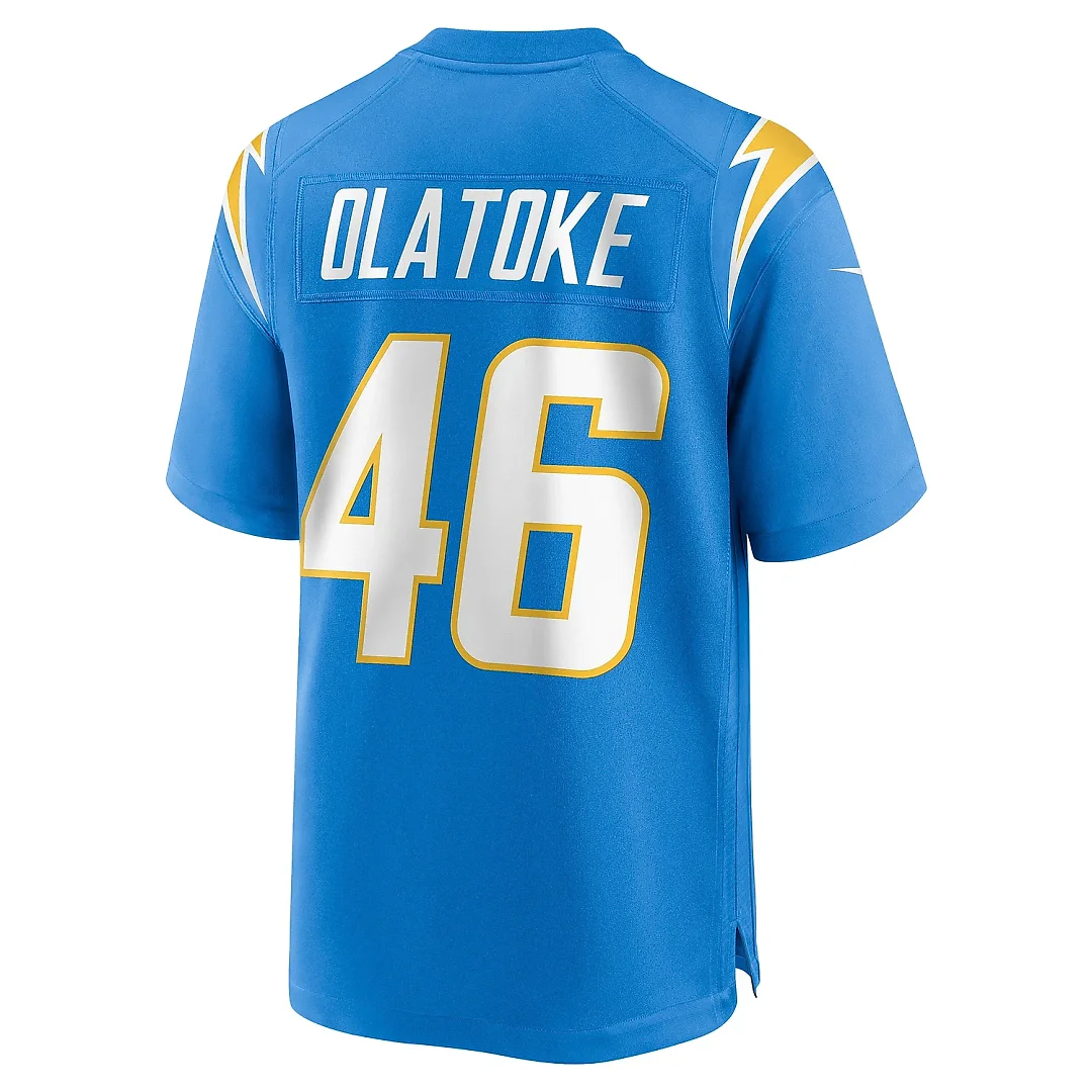Zennovawear Men's Los Angeles Chargers Praise Olatoke Powder Blue Team Game Jersey