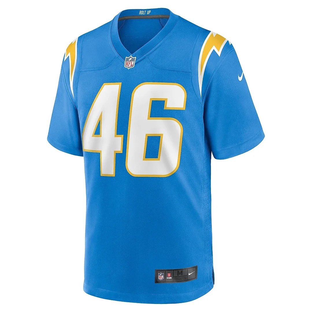 Zennovawear Men's Los Angeles Chargers Praise Olatoke Powder Blue Team Game Jersey